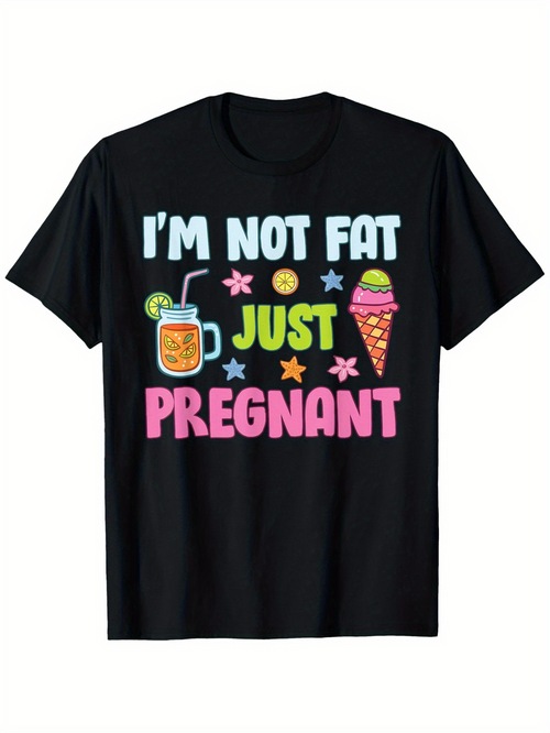 Men's Graphic T-Shirt Im Not Fat Just Pregnant Colorful Ice Cream And Lemonade Shirt