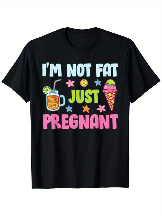 Men's Graphic T-Shirt Im Not Fat Just Pregnant Colorful Ice Cream And Lemonade Shirt