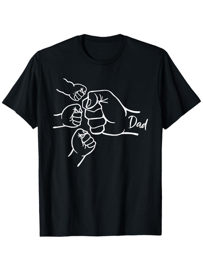 Men's Graphic T-Shirt Dad Lettering With Outlined Family Group Fist Bump Design