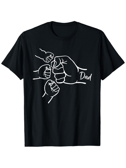 Men's Graphic T-Shirt Dad Lettering With Outlined Family Group Fist Bump Design