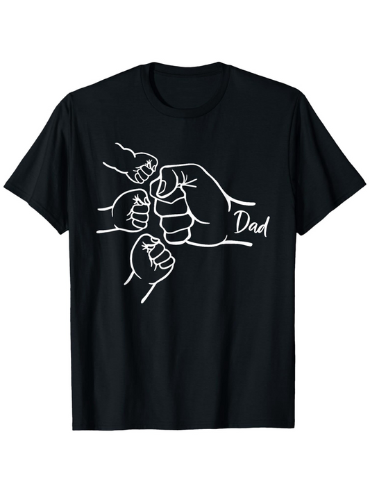 Men's Graphic T-Shirt Dad Lettering With Outlined Family Group Fist Bump Design