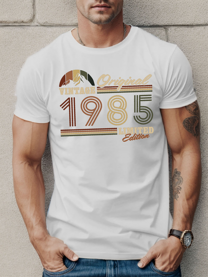 Men's Graphic T-Shirt Original 1985 Edition Retro Stripes With Vintage Summer Motif Shirt