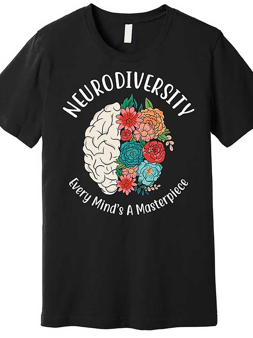 Men's Graphic T-Shirt Neurodiversity Colorful Flowers Blossoming In Artistic Brain Illustration