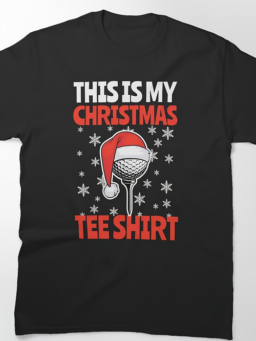 Men's Graphic T-Shirt This Is My Christmas Tee Shirt Festive Golf Ball Under Snowflakes Tee