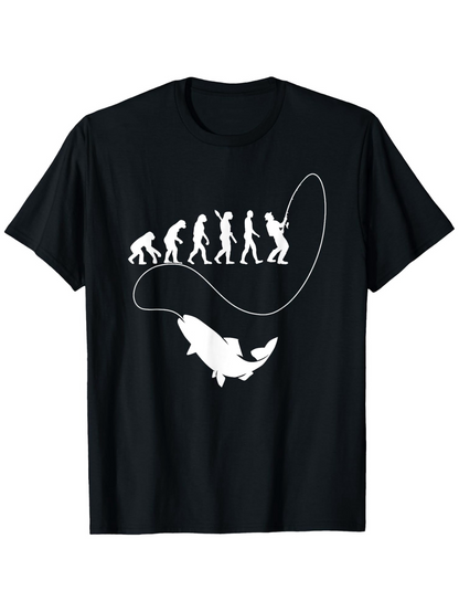 Men's Graphic T-Shirt Evolution Of Man Catching A Giant Fish With Fishing Line