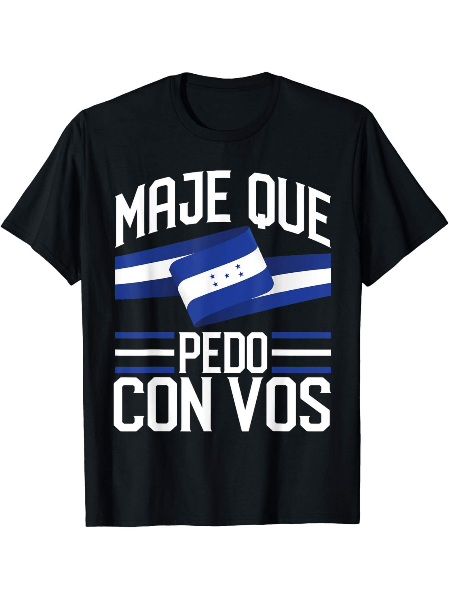 Men's Graphic T-Shirt Bold Blue Stripe Country Flag With Festive Modern Words Design