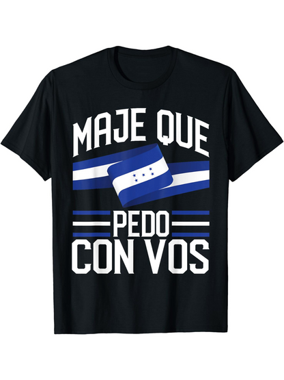 Men's Graphic T-Shirt Bold Blue Stripe Country Flag With Festive Modern Words Design