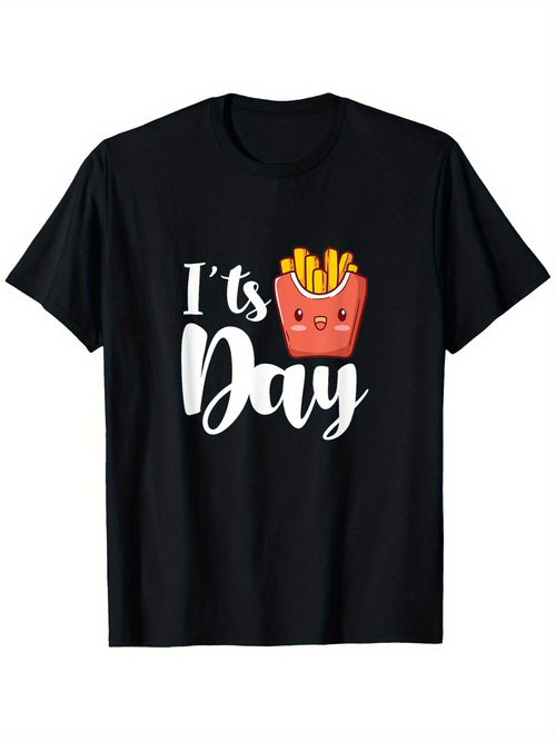 Men's Graphic T-Shirt Its Day With Smiling French Fries Box Graphic
