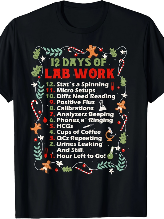 Men's Graphic T-Shirt Twelve Festive Laboratory Ornaments With Gingerbread Candy Canes And Greenery T Shirt