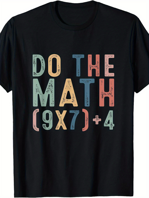 Men's Graphic T-Shirt Do The Math Pastel Letters With Simple Arithmetic Equation T Shirt