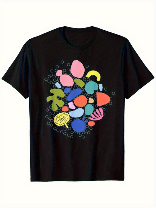 Men's Graphic T-Shirt Playful Abstract Shapes With Colorful Patterns Centered On T Shirt