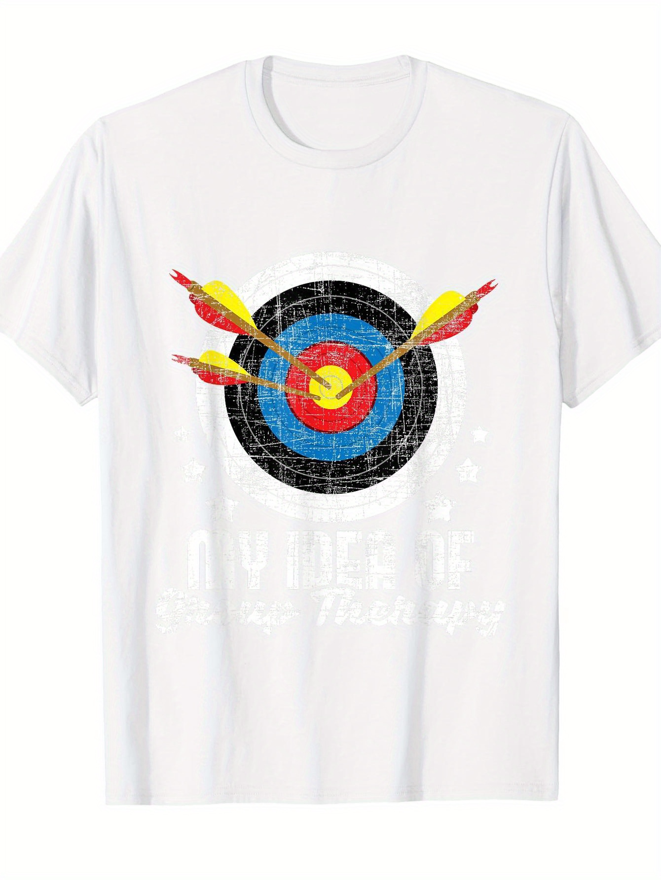 Men's Graphic T-Shirt Three Yellow Arrows Hitting Colorful Target Bullseye Archery Pattern