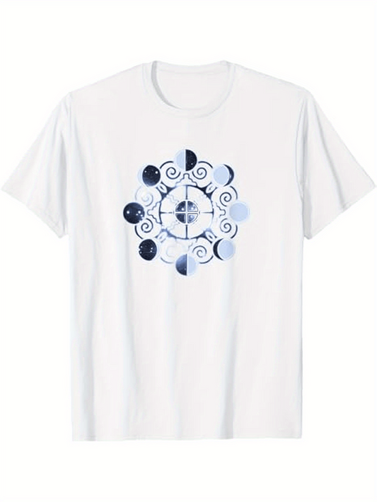 Men's Graphic T-Shirt Celestial Phases With Crescent Shadows And Swirling Light Moon