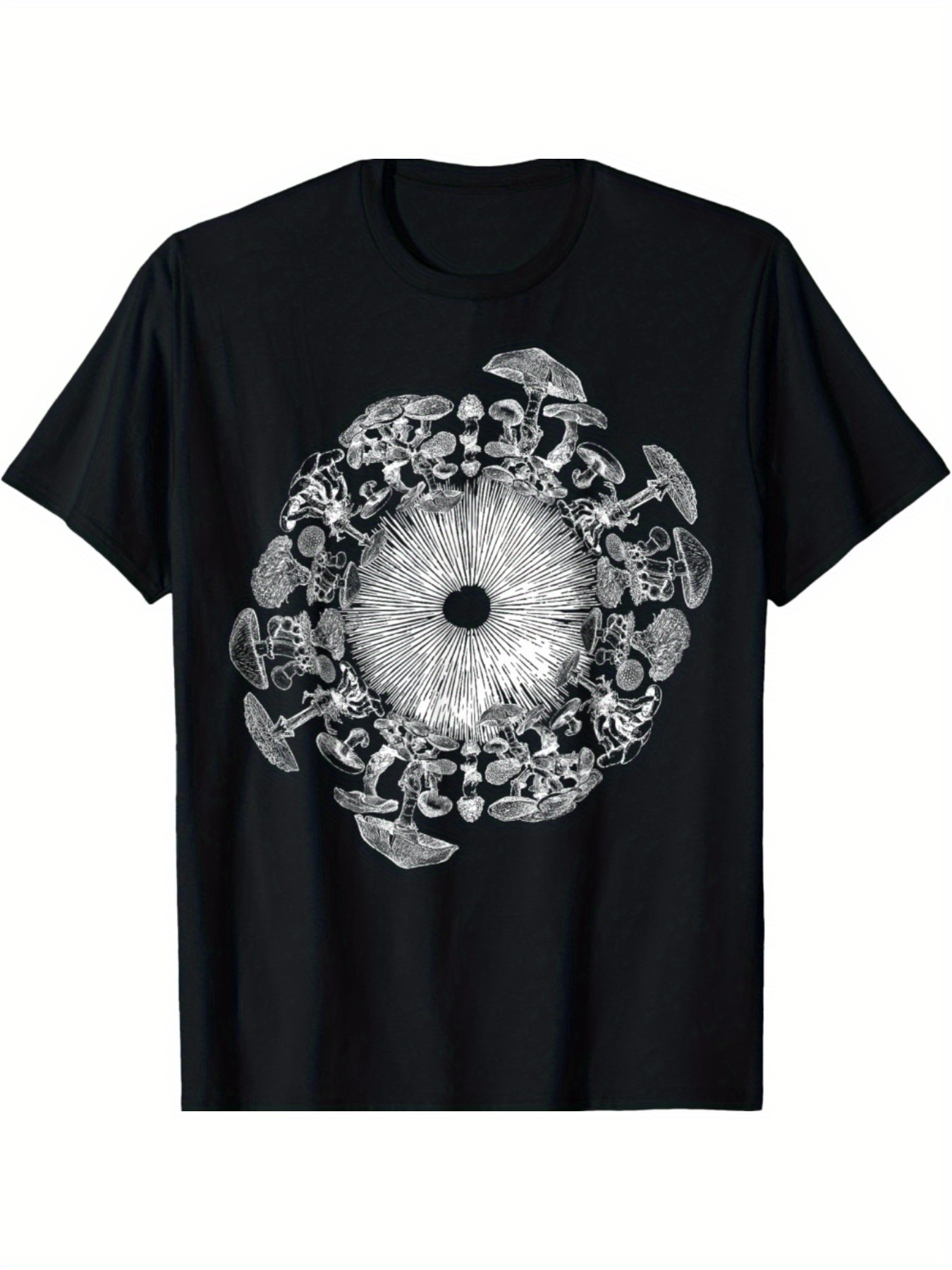 Men's Graphic T-Shirt Intricate Mandala Of Botanical And Fungi Details Forming Circular Mushroom