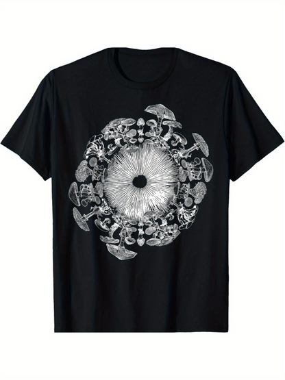 Men's Graphic T-Shirt Intricate Mandala Of Botanical And Fungi Details Forming Circular Mushroom
