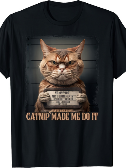 Men's Graphic T-Shirt Catnip Made Me Do It Naughty Cat Police Lineup