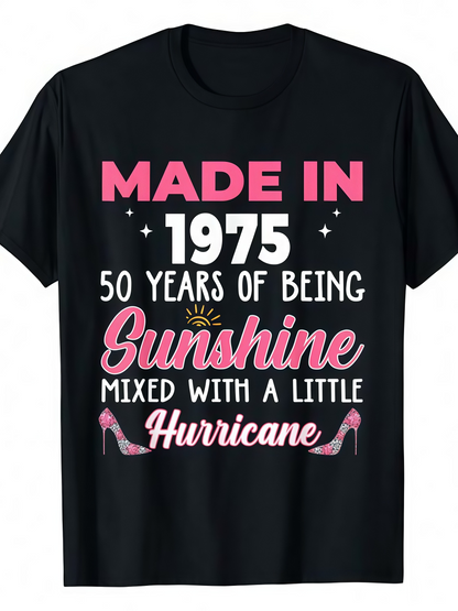 Men's Graphic T-Shirt Made In 1975 Sunshine Mixed With Little Hurricane And High Heels
