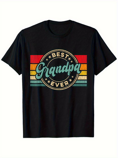 Men's Graphic T-Shirt Best Grandpa Ever Retro Style Sunburst Circle Graphic Grandpa