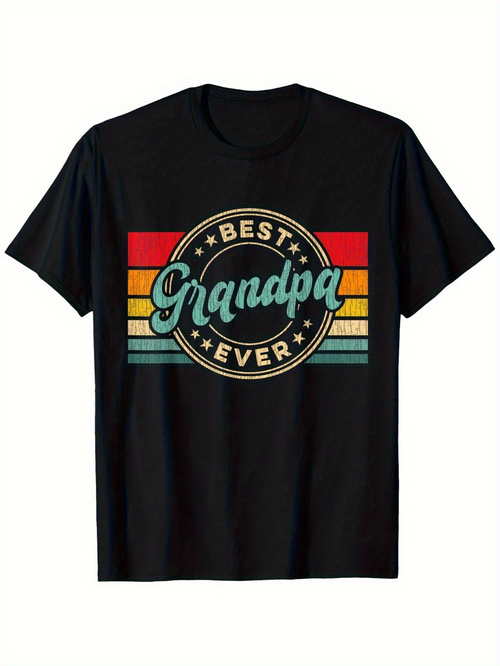 Men's Graphic T-Shirt Best Grandpa Ever Retro Style Sunburst Circle Graphic Grandpa