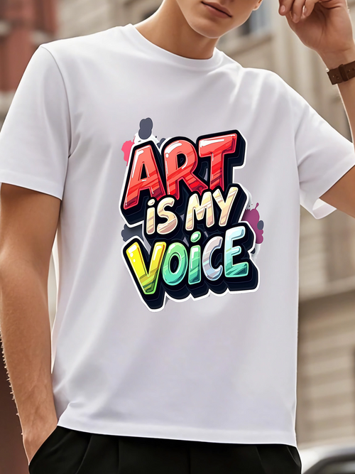 Men's Graphic T-Shirt Art Is My Voice Multicolor Graffiti Text With Bold Letter Design