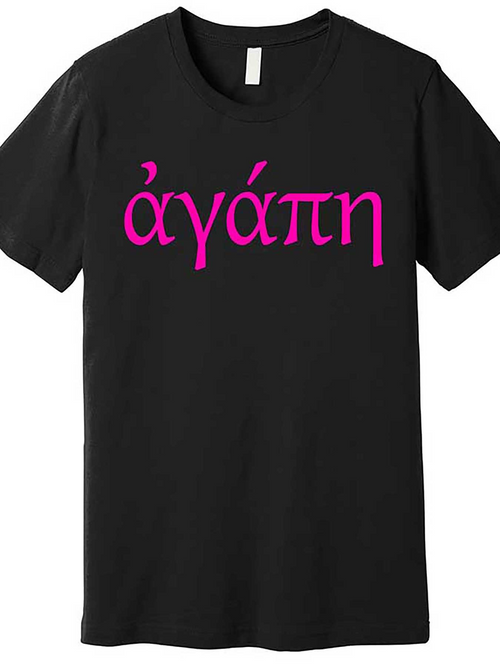 Men's Graphic T-Shirt Bright Pink Greek Letters On Minimalist Cotton Shirt