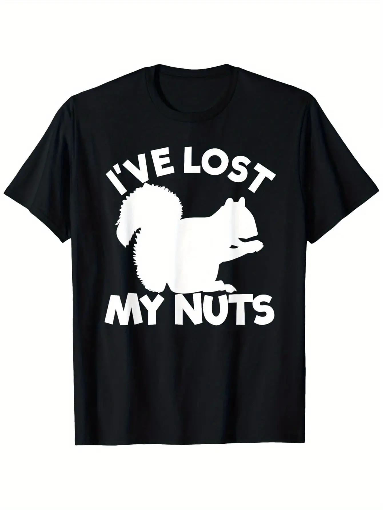 Men's Graphic T-Shirt Ive Lost My Nuts Large White Squirrel Graphic With Bold Playful Statement