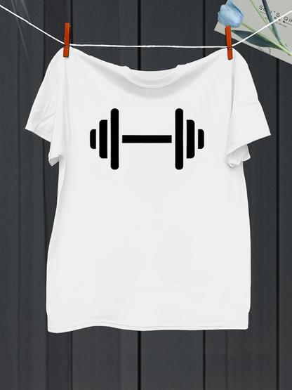 Men's Graphic T-Shirt Minimalist Monochrome Weightlifting Equipment Barbell