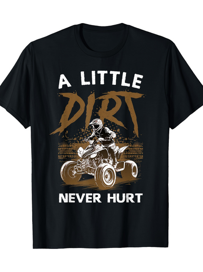 Men's Graphic T-Shirt A Little Dirt Motocross Action With Dust Clouds And Rider On Quad Bike
