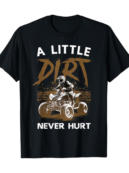 Men's Graphic T-Shirt A Little Dirt Motocross Action With Dust Clouds And Rider On Quad Bike