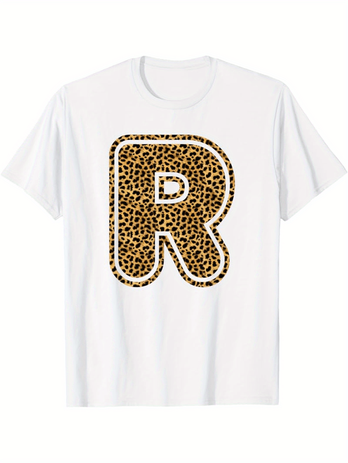 Men's Graphic T-Shirt Bold Leopard Print R Pattern Letter