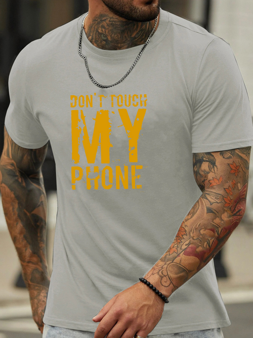 Men's Graphic T-Shirt Dont Touch My Phone Bold Yellow Letters On Plain Tee