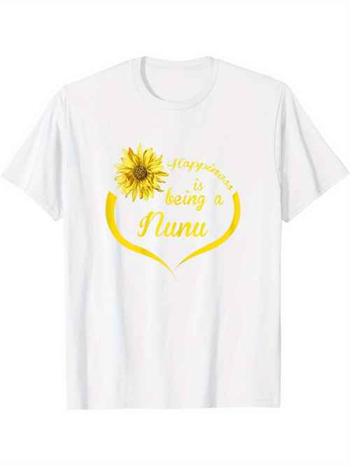 Men's Graphic T-Shirt Happiness With Blooming Sunflower Graphic Heart Shaped Design