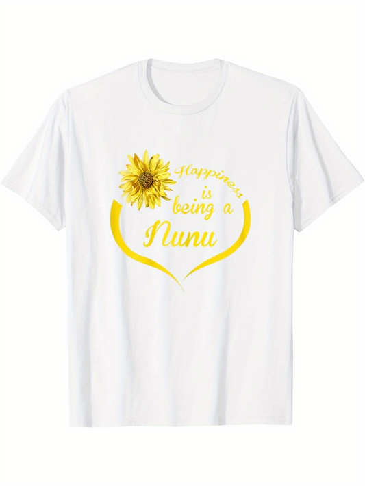 Men's Graphic T-Shirt Happiness With Blooming Sunflower Graphic Heart Shaped Design