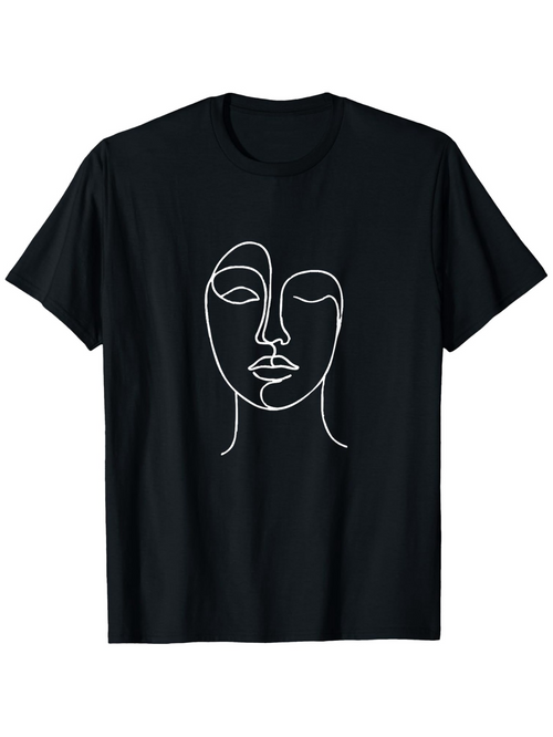 Men's Graphic T-Shirt Minimalist Single Continuous Line Drawing Of Human Face