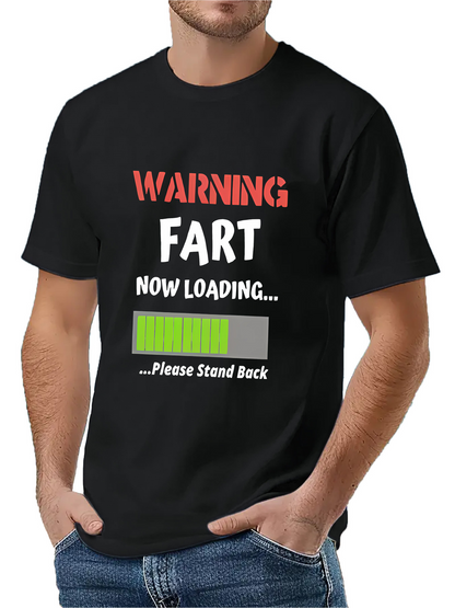 Men's Graphic T-Shirt Warning Fart Now Loading Progress Bar Joke Graphic T Shirt