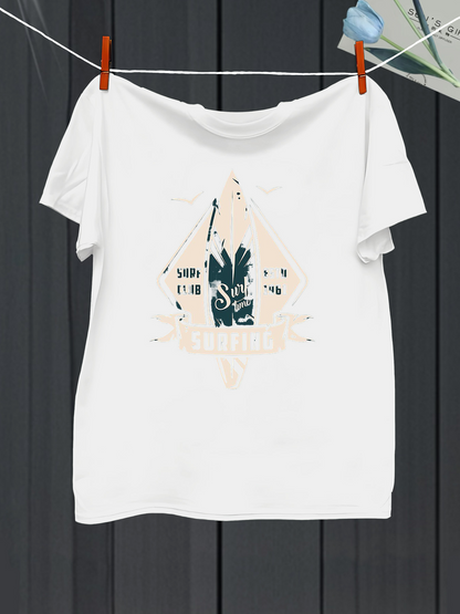 Men's Graphic T-Shirt Abstract Pastel Shapes With Lettering Over Calm Desert Cactus
