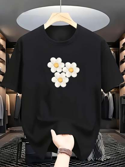 Men's Graphic T-Shirt Simple Graphic Trio Of Soft White Blossoming Daisy Flower
