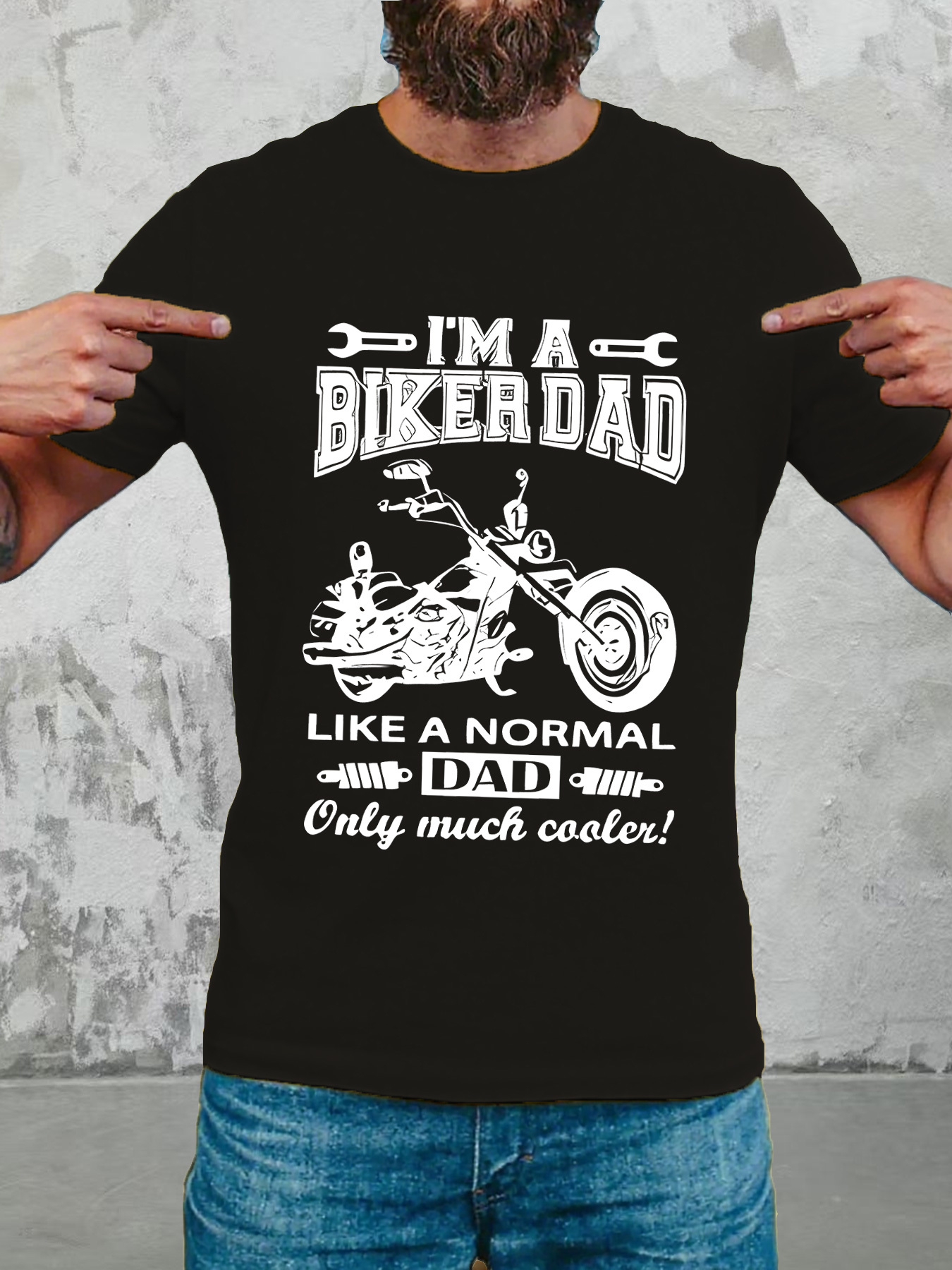 Men's Graphic T-Shirt Im A Biker Dad Like A Normal Dad Only Much Cooler With Detailed Classic Chopper Motorcycle Illustration Design