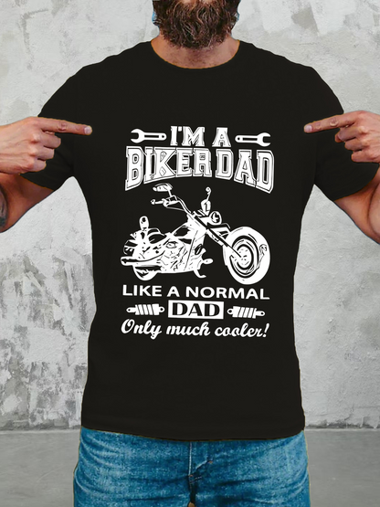 Men's Graphic T-Shirt Im A Biker Dad Like A Normal Dad Only Much Cooler With Detailed Classic Chopper Motorcycle Illustration Design