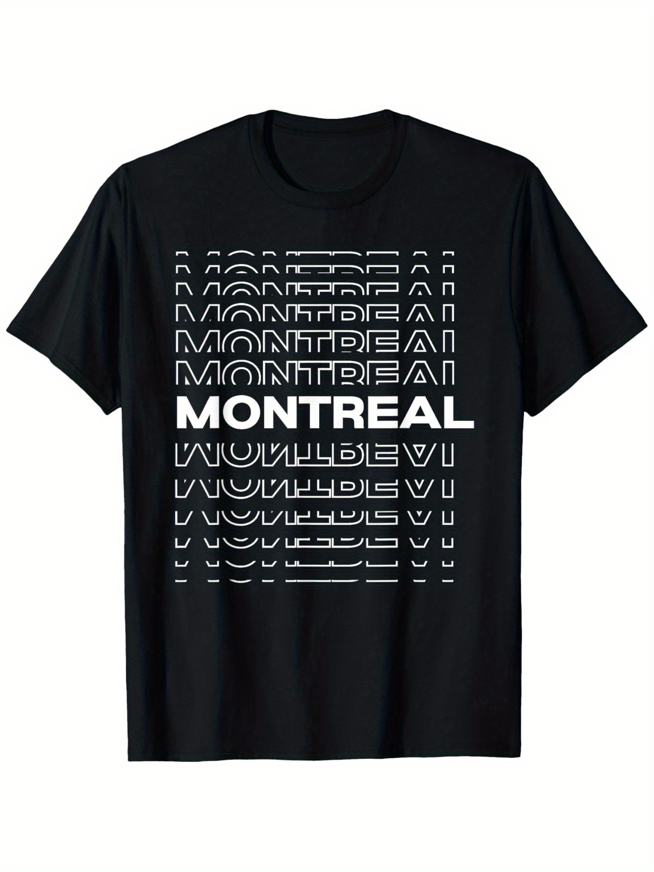 Men's Graphic T-Shirt Layered Urban Typography With Bold White Montreal Text
