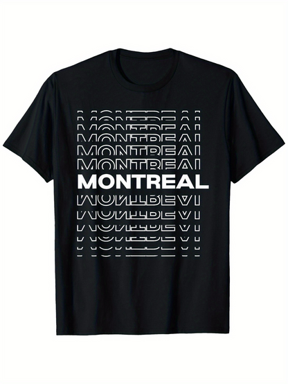 Men's Graphic T-Shirt Layered Urban Typography With Bold White Montreal Text