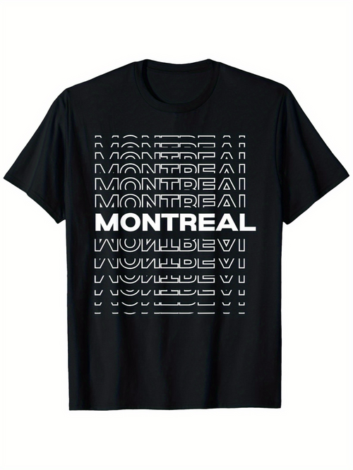Men's Graphic T-Shirt Layered Urban Typography With Bold White Montreal Text