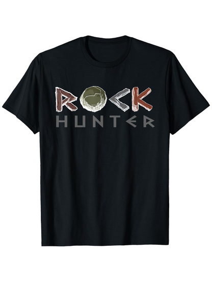 Men's Graphic T-Shirt Rock Hunter Stylized Letters And Rough Textured Stone Pattern