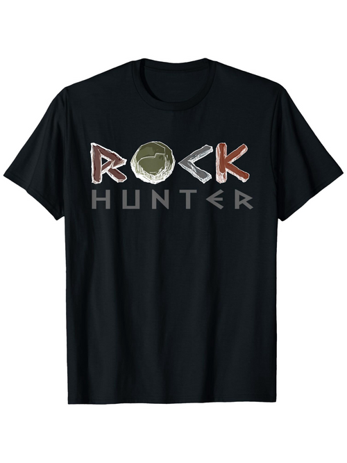 Men's Graphic T-Shirt Rock Hunter Stylized Letters And Rough Textured Stone Pattern
