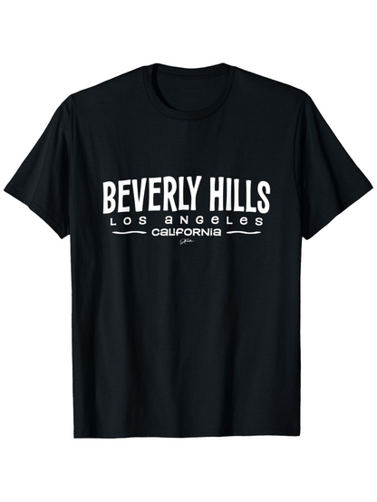 Men's Graphic T-Shirt Beverly Hills Los Angeles California Lettering On Classic Soft T Shirt