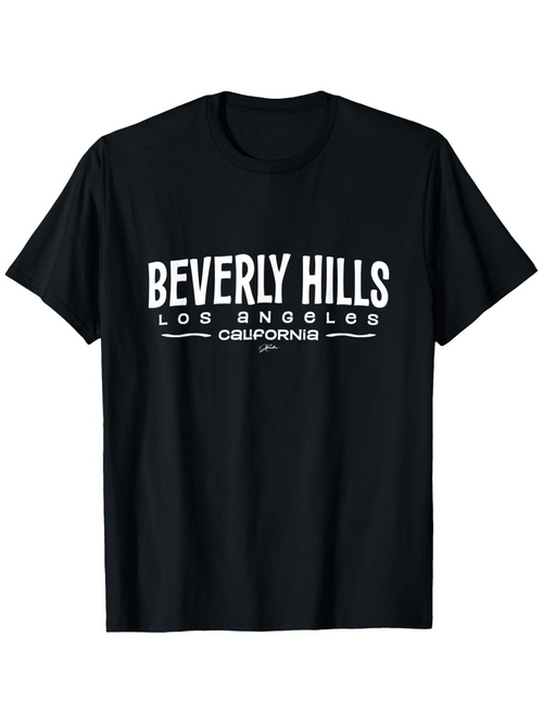 Men's Graphic T-Shirt Beverly Hills Los Angeles California Lettering On Classic Soft T Shirt
