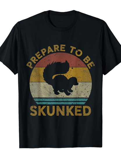 Men's Graphic T-Shirt Prepare To Be Skunked Retro Sunset Silhouette With Bold Stripe Skunk
