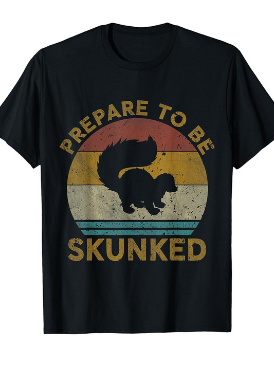Men's Graphic T-Shirt Prepare To Be Skunked Retro Sunset Silhouette With Bold Stripe Skunk