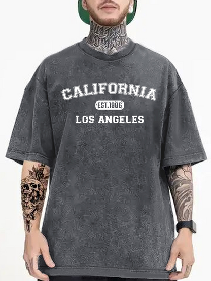 Men's Graphic T-Shirt California Established 1980 Urban Style Dark Washed Streetwear T Shirt