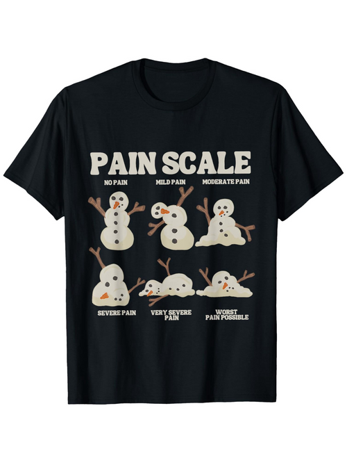 Men's Graphic T-Shirt Pain Scale Melting Snowmen Showing Different Levels Of Sadness And Despair Snowman